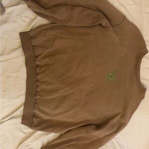 Urban Outfitters Taupe Crewneck Sweater with Green Logo